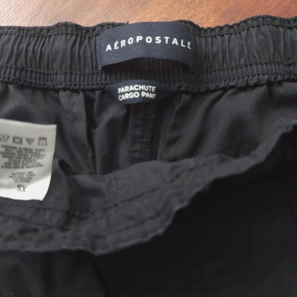 Aeropostale Parachute Cargo Pants Women XS Black Y2K Gorpcore Utility Streetwear